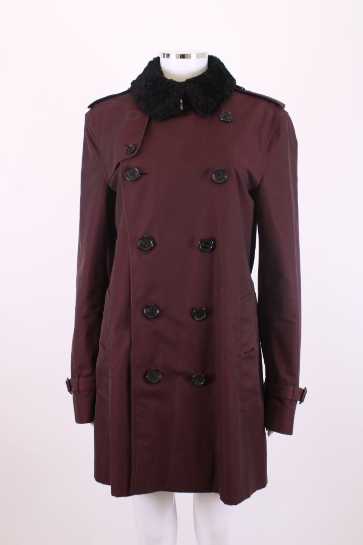 Burberry Detachable Collar Trench Coat Plum S