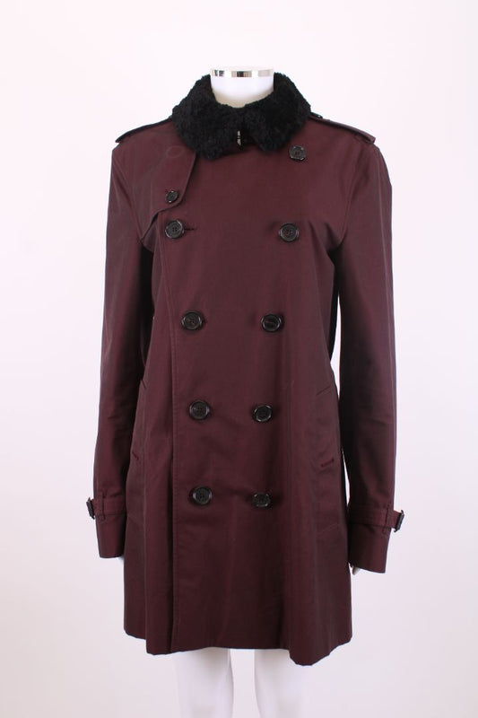 Burberry Detachable Collar Trench Coat Plum S