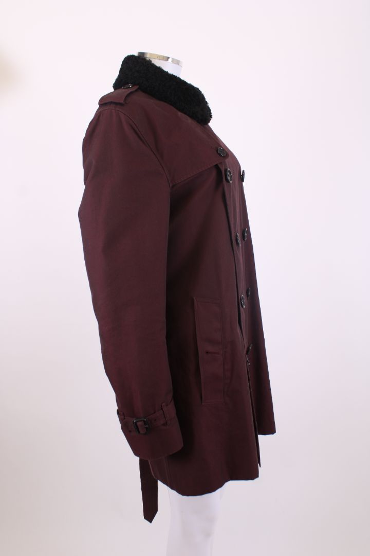 Burberry Detachable Collar Trench Coat Plum S