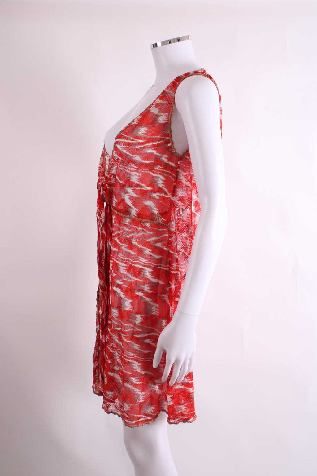 Missoni Mare S/S Knit Tunic Dress Red/ White 12