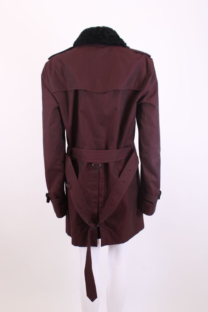 Burberry Detachable Collar Trench Coat Plum S