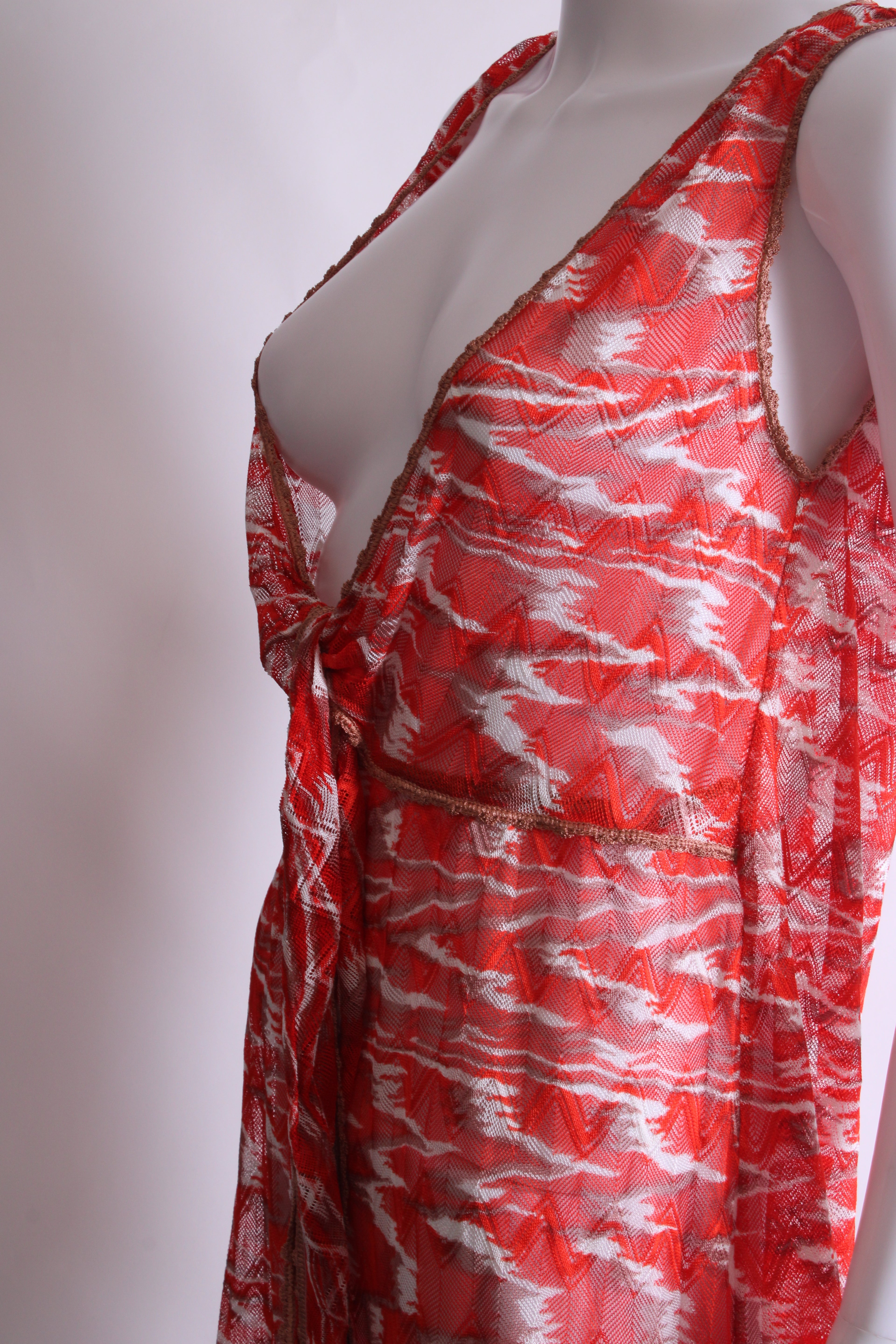 Missoni Mare S/S Knit Tunic Dress Red/ White 12