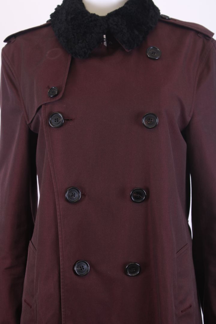 Burberry Detachable Collar Trench Coat Plum S