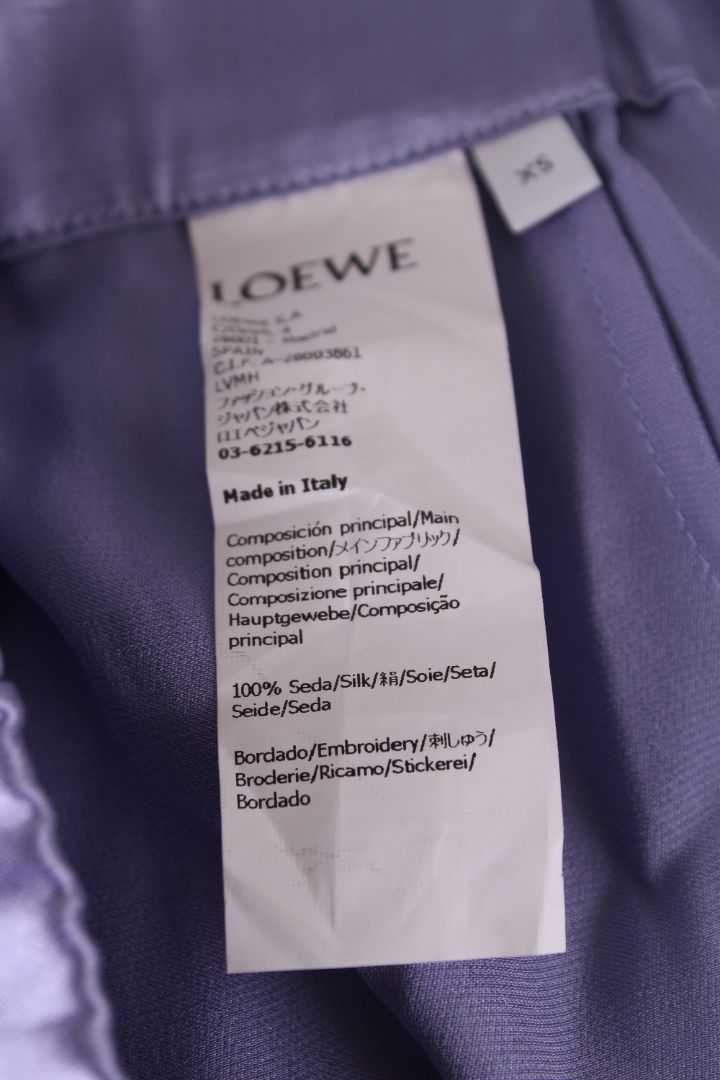 Loewe Silk satin pleated pants Lilac XS
