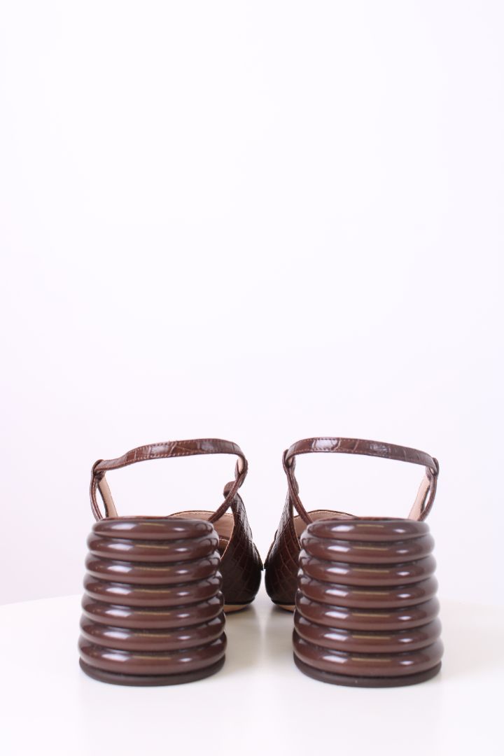 Fendi Sling Back Croc Heels Brown 39.5