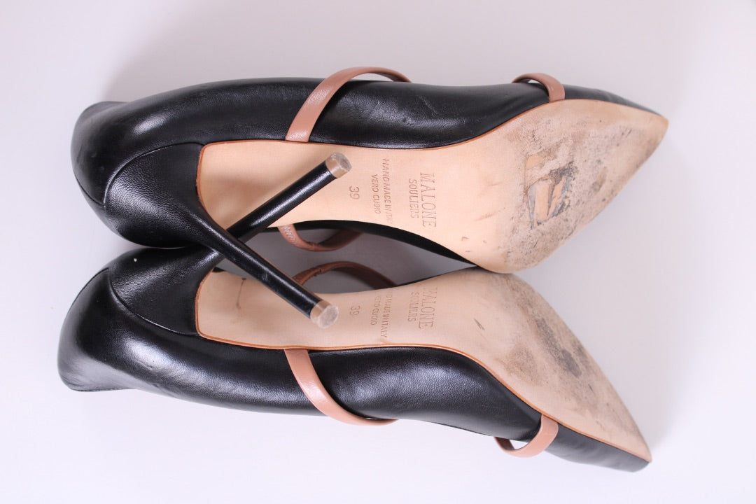 Malone Souliers Maureen Mule Heels Black/ Tan