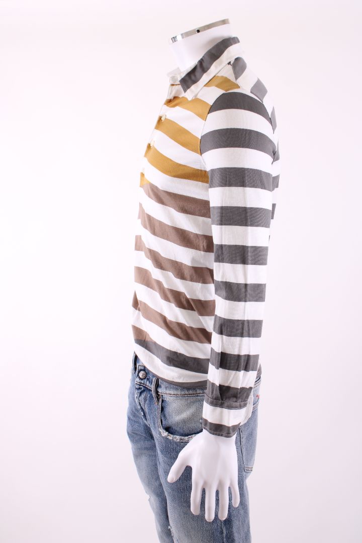 Missoni L/S Stripe Polo Top Mustard/ Grey XS