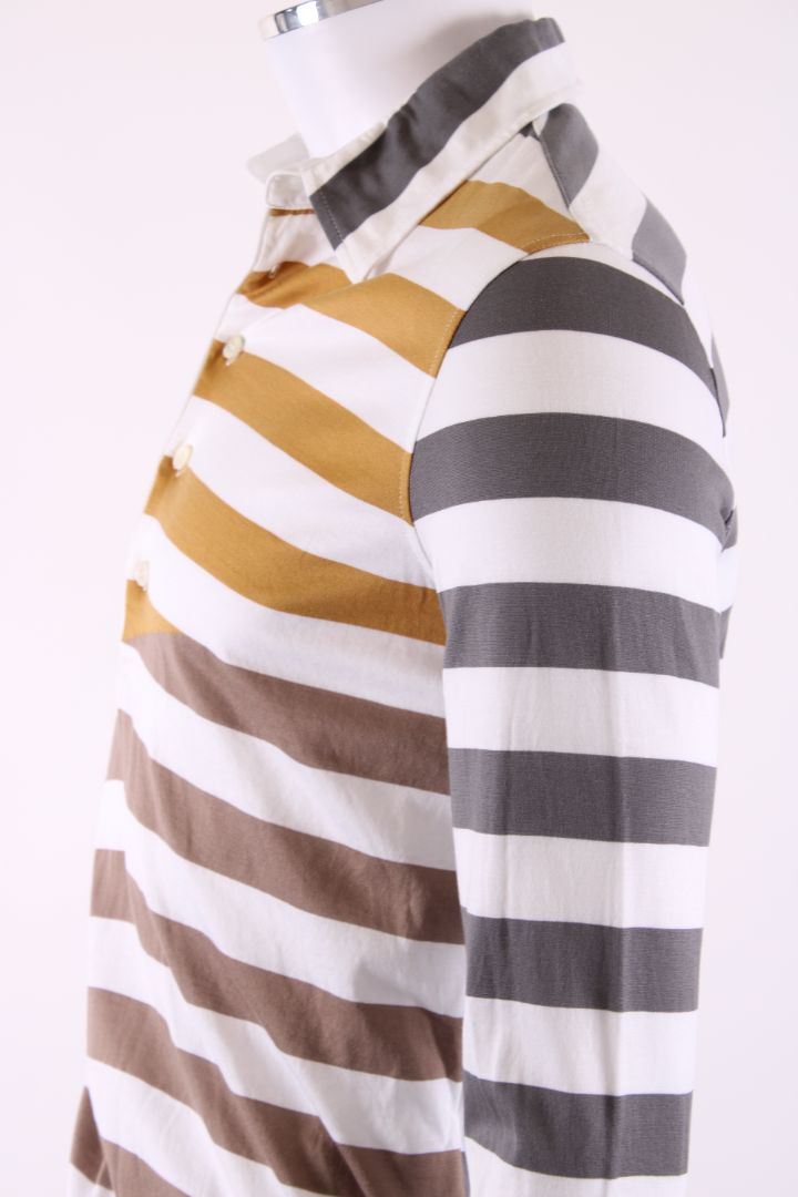 Missoni L/S Stripe Polo Top Mustard/ Grey XS