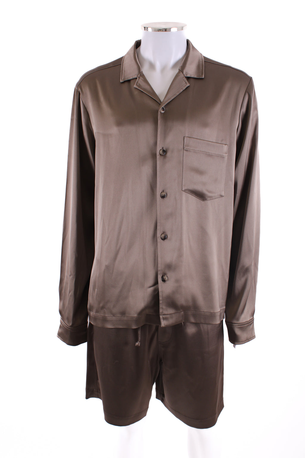 Nanushka L/S Satin Shirt/ Short Co-ord Bronze L/M
