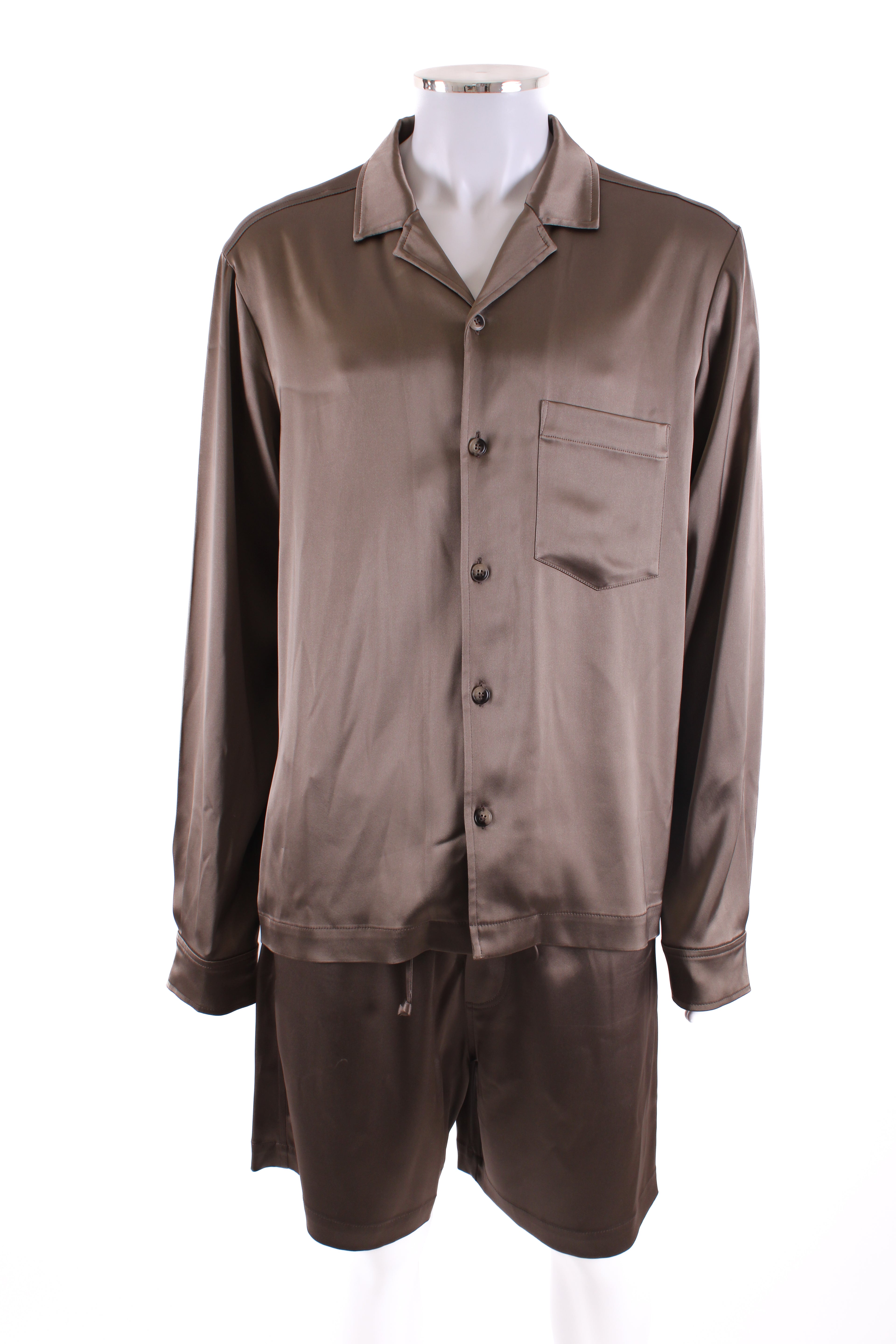 Nanushka L/S Satin Shirt/ Short Co-ord Bronze L/M