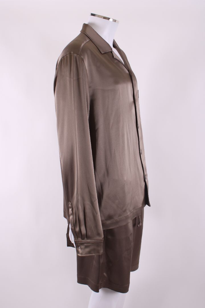Nanushka L/S Satin Shirt/ Short Co-ord Bronze L/M