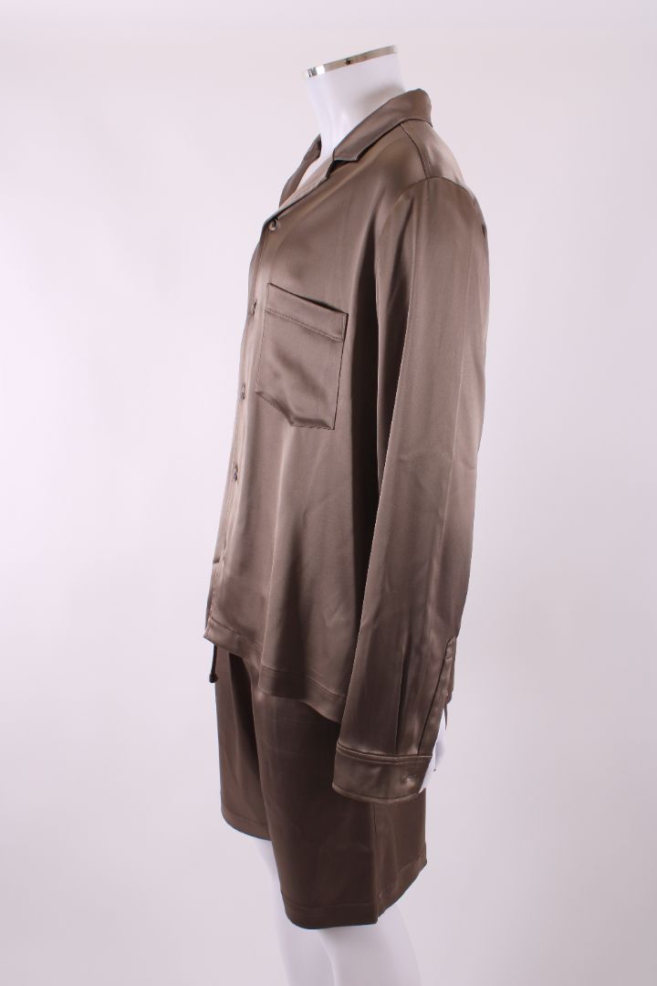 Nanushka L/S Satin Shirt/ Short Co-ord Bronze L/M