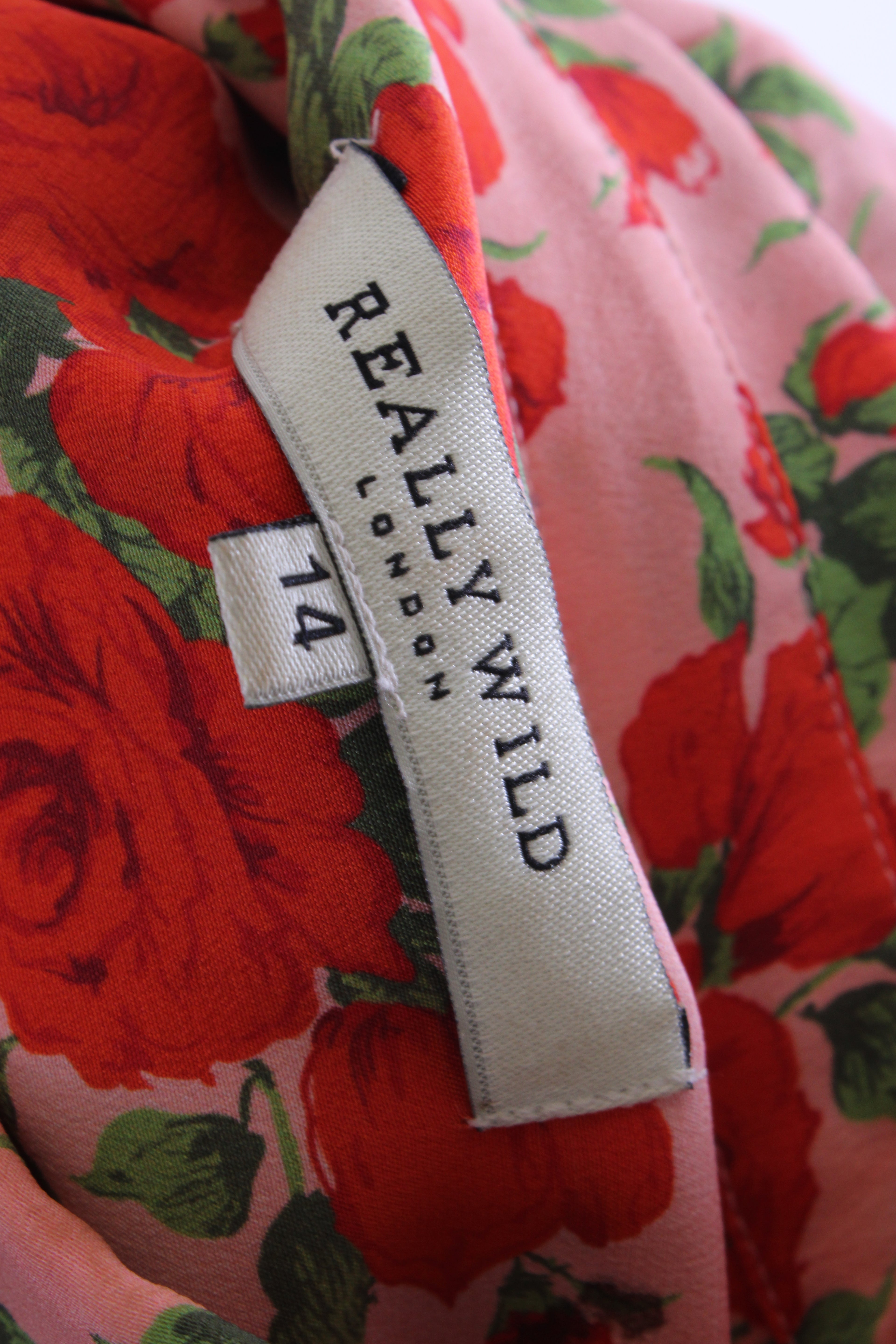 Really Wild London S/S Rose Print Tunic Pink/ Red 14