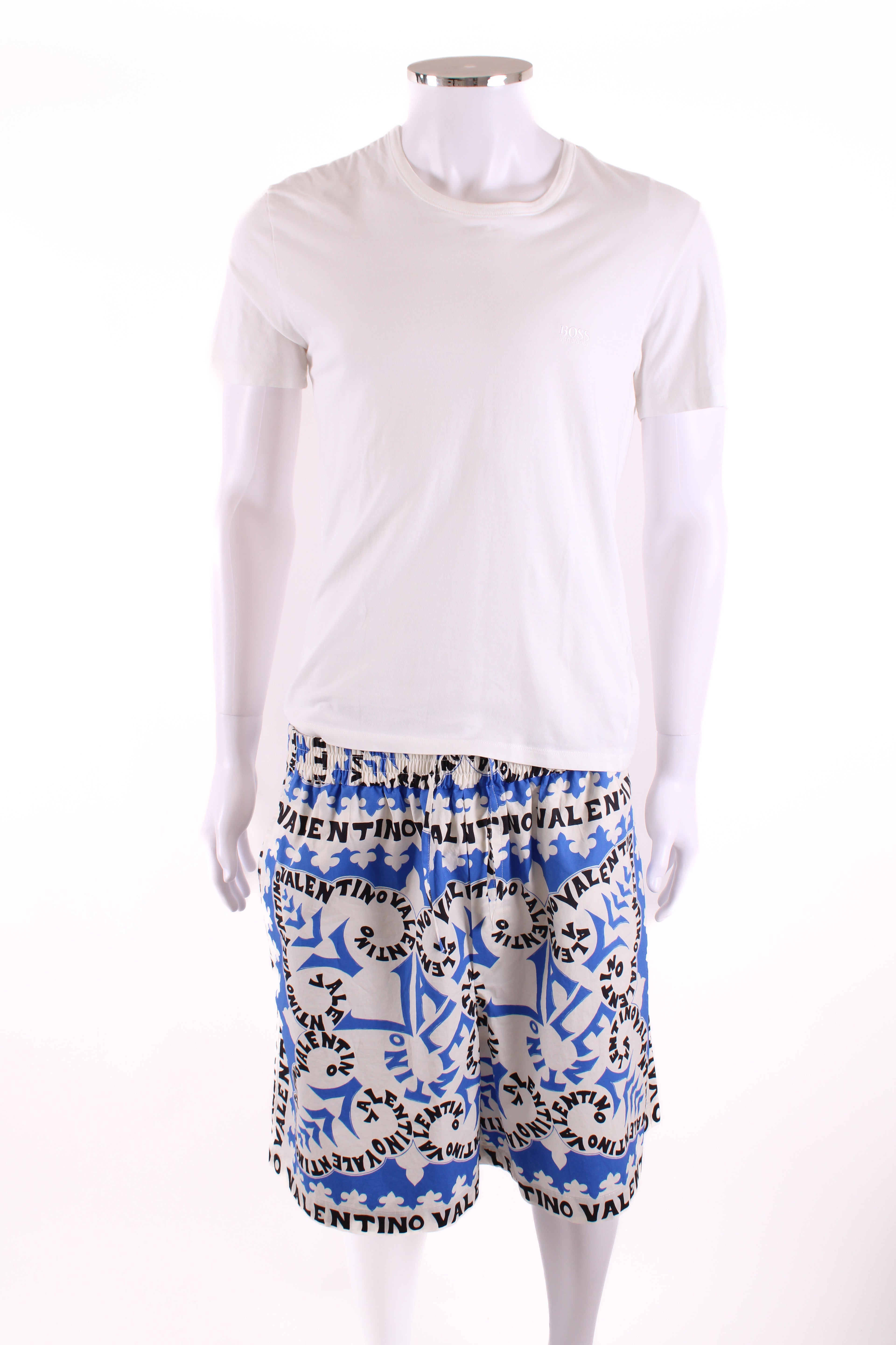 Valentino Bandana Print Cotton Shorts White/black/blue 50