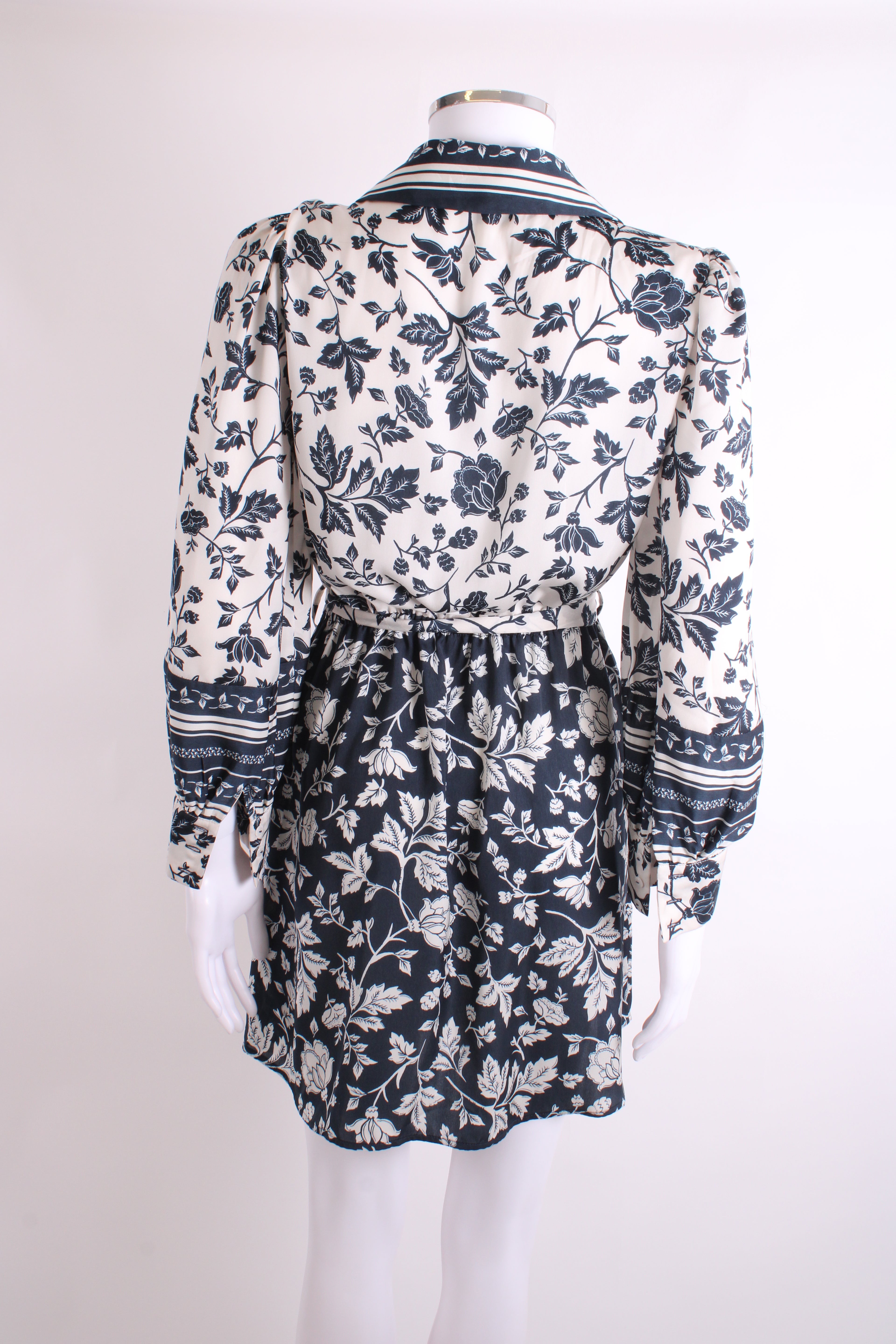 BA&SH L/S Vine Print Dress White/ Navy 6