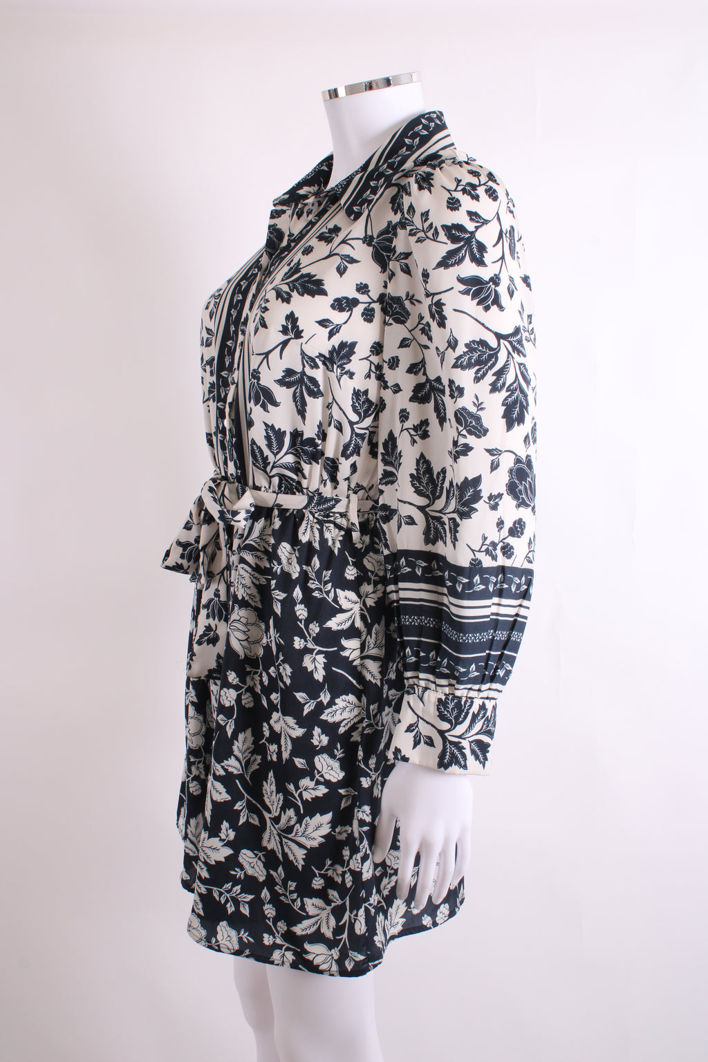 BA&SH L/S Vine Print Dress White/ Navy 6