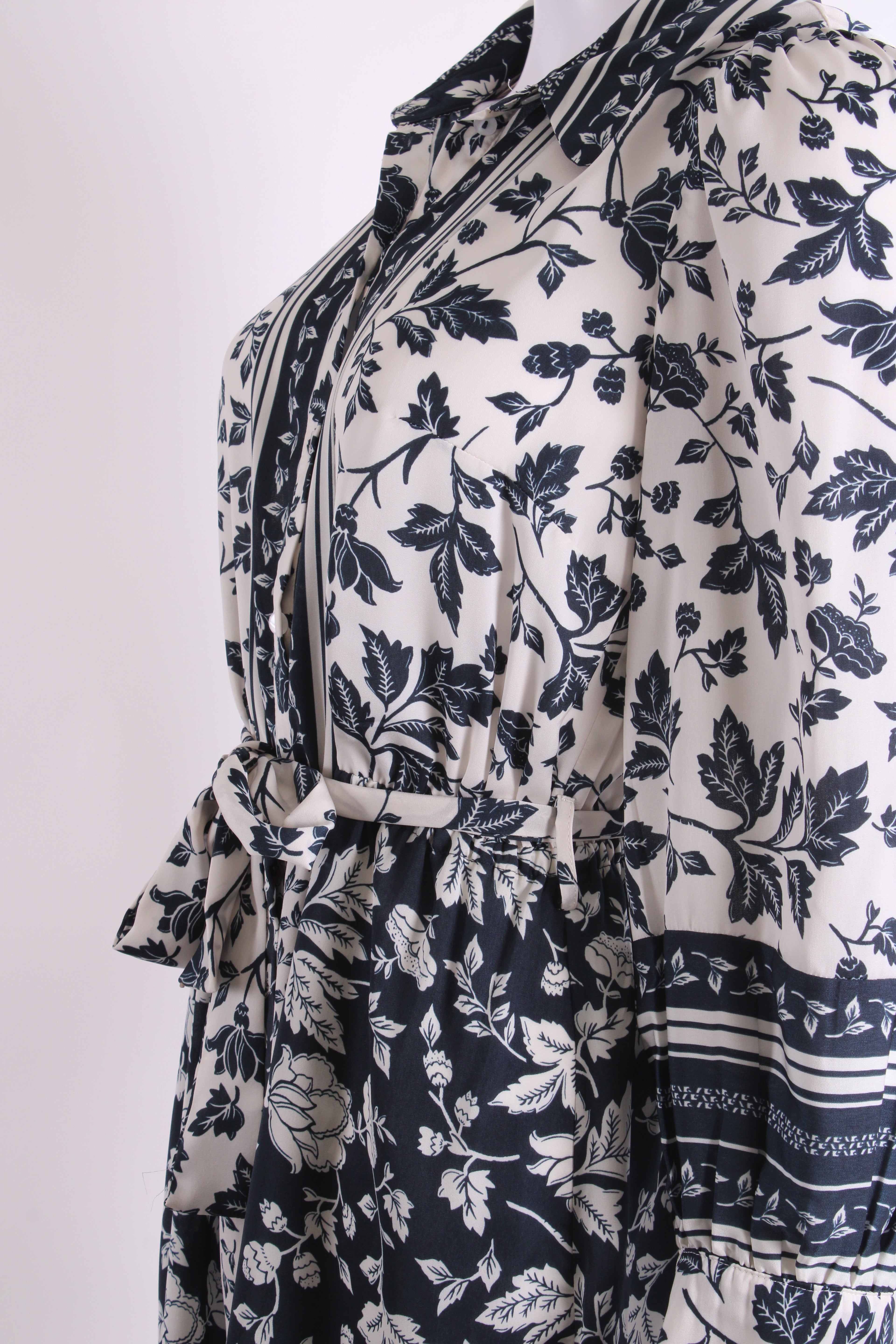 BA&SH L/S Vine Print Dress White/ Navy 6