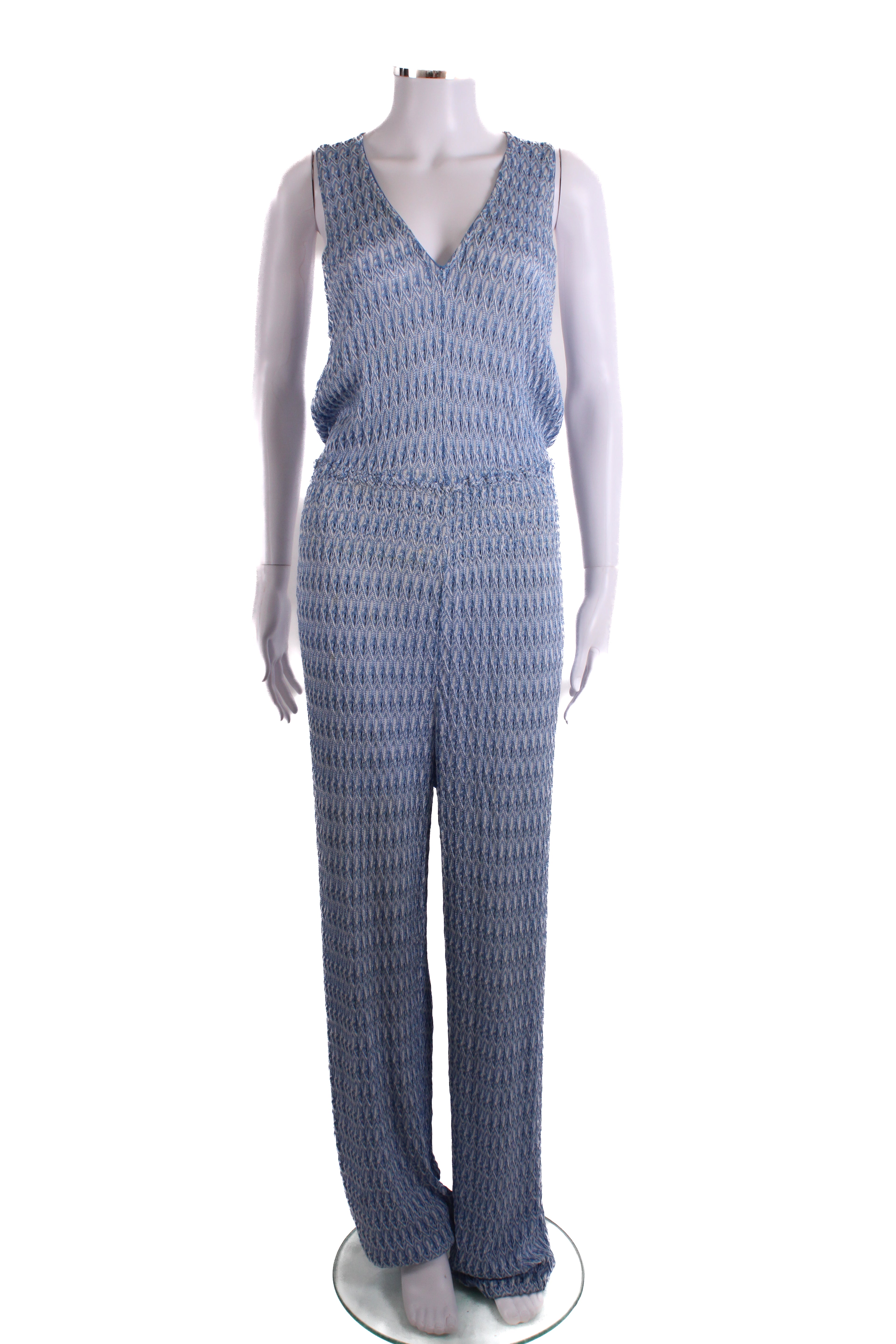 Missoni Halter Neck Jumpsuit Blue/ White 12