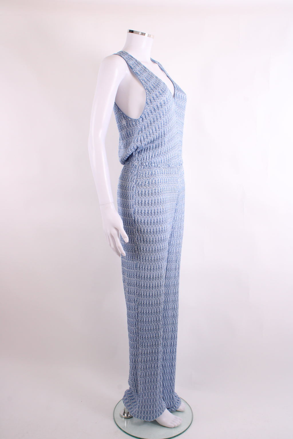 Missoni Halter Neck Jumpsuit Blue/ White 12