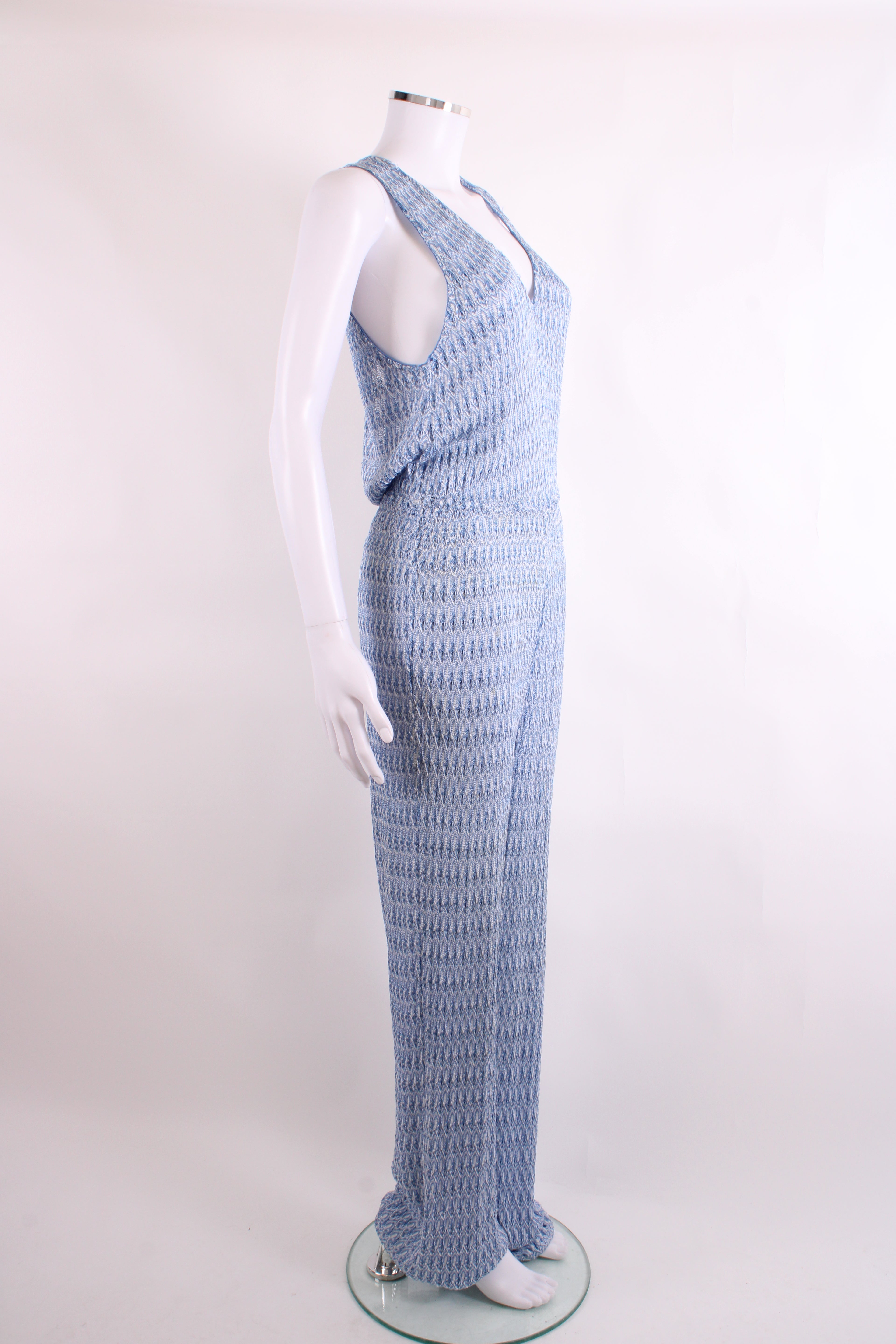 Missoni Halter Neck Jumpsuit Blue/ White 12