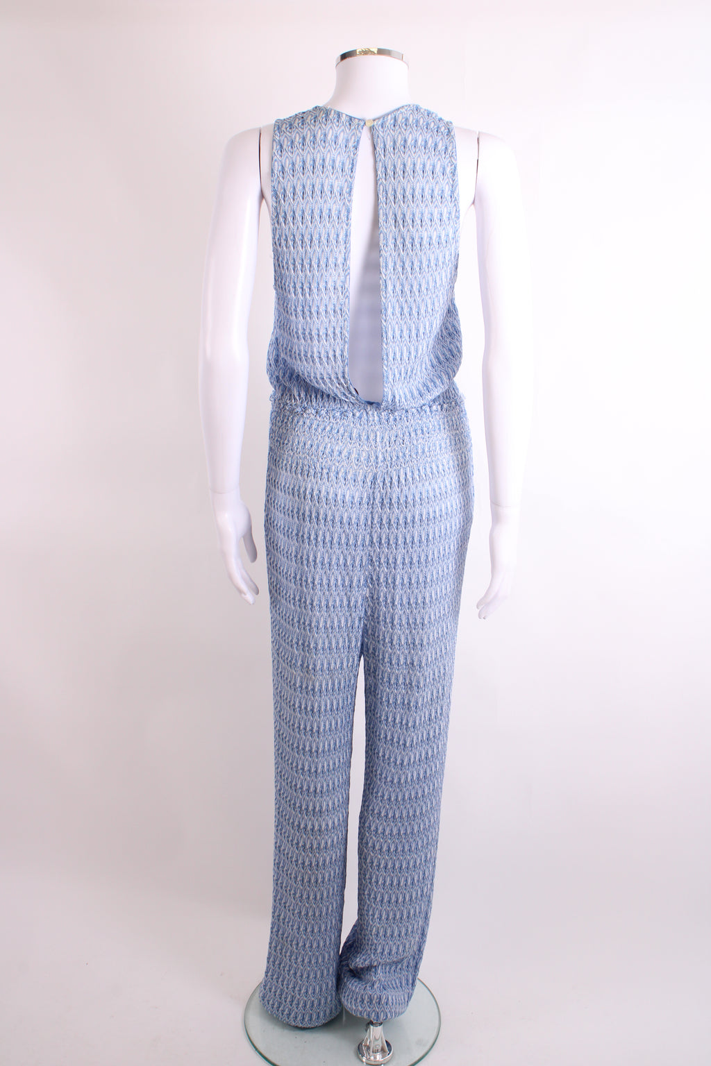 Missoni Halter Neck Jumpsuit Blue/ White 12