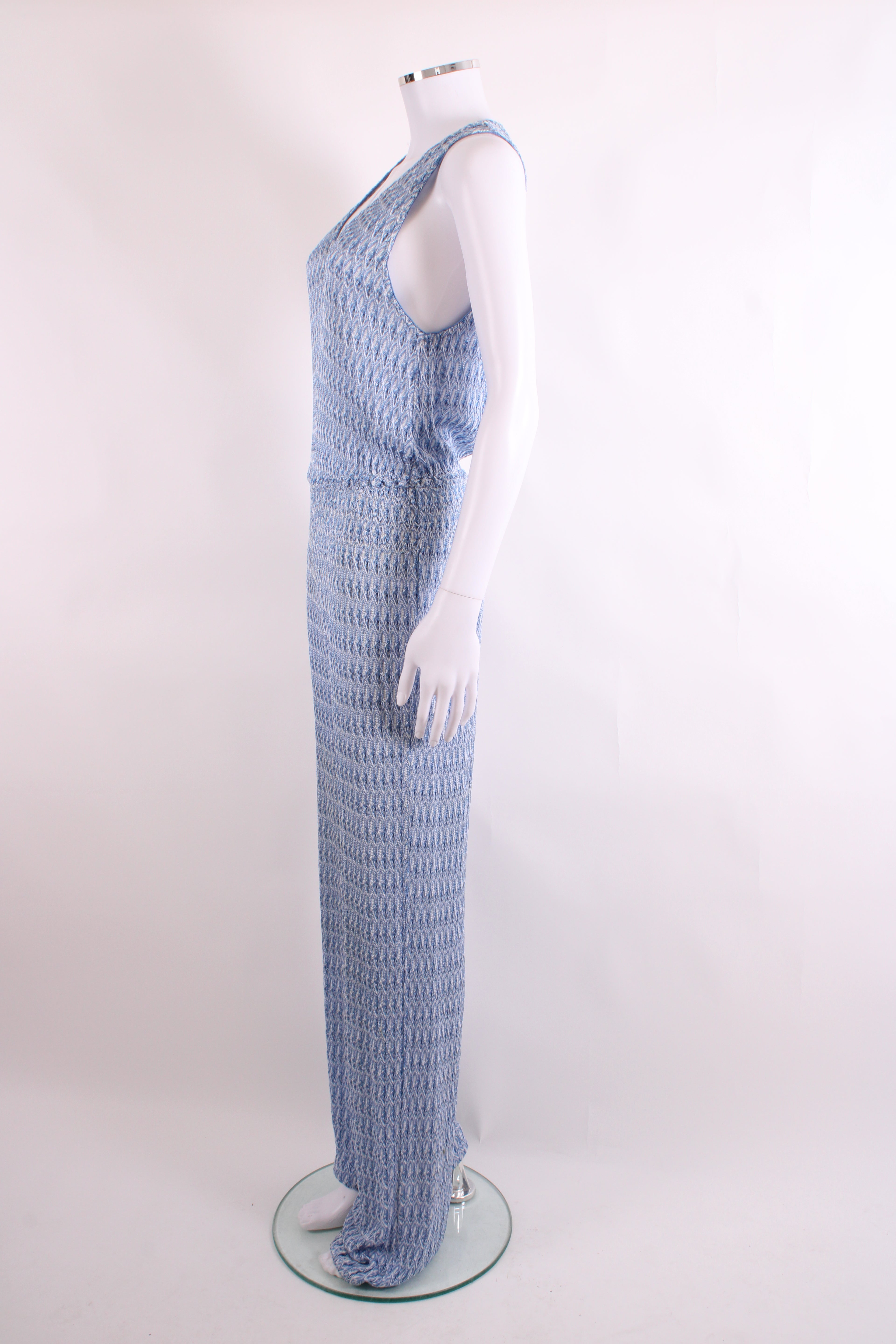 Missoni Halter Neck Jumpsuit Blue/ White 12