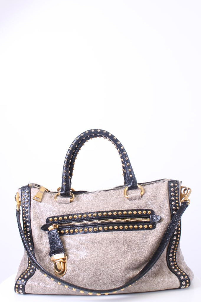 Prada Craquele Studded Gold/ Black