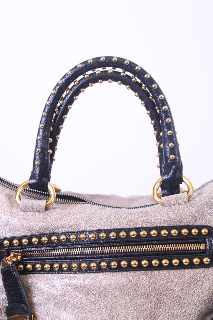 Prada Craquele Studded Gold/ Black