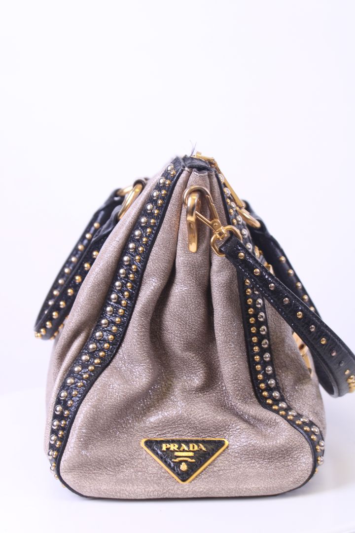 Prada Craquele Studded Gold/ Black