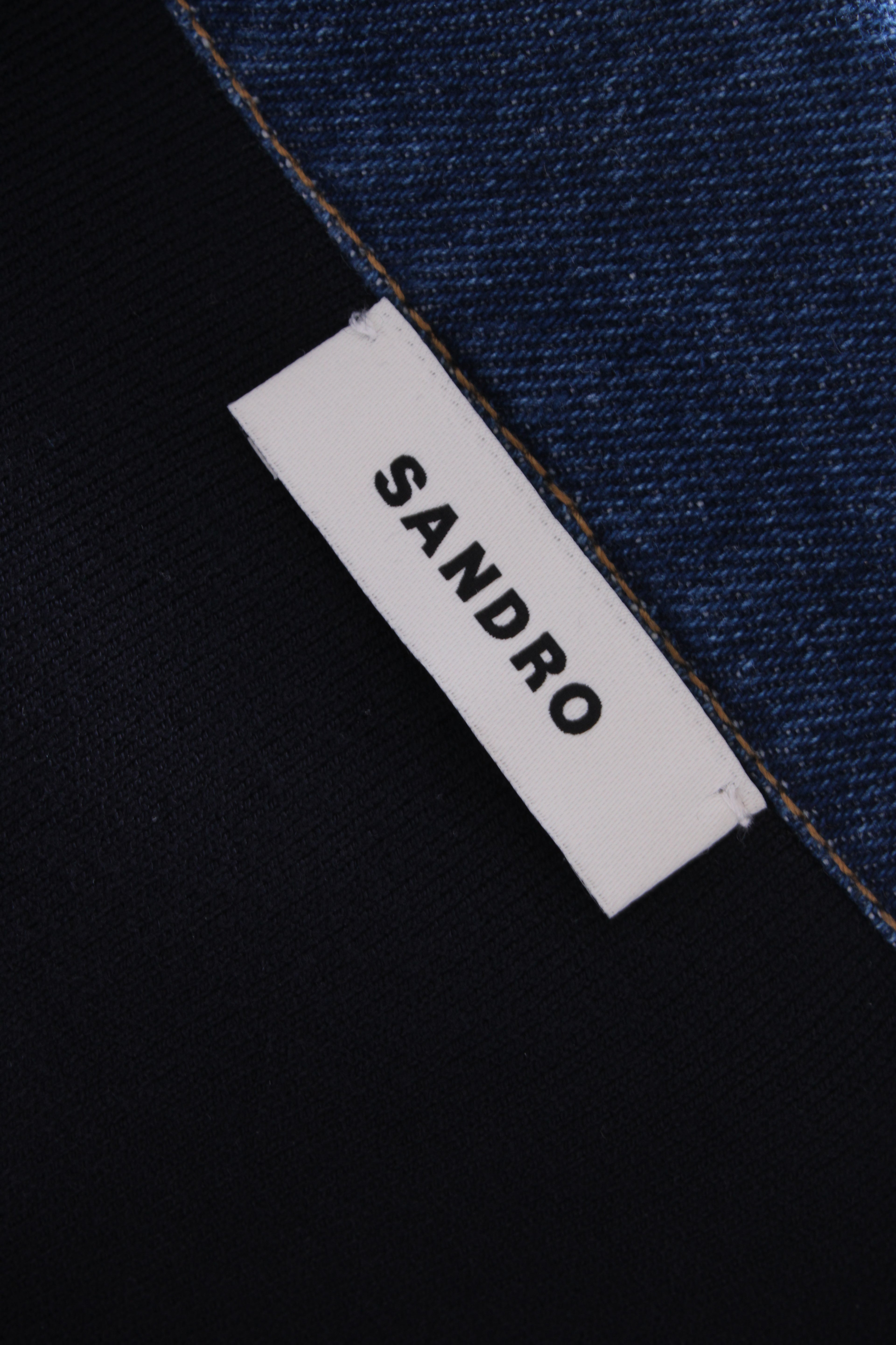 Sandro L/S Denim Collar Sweatshirt Black/ Denim S