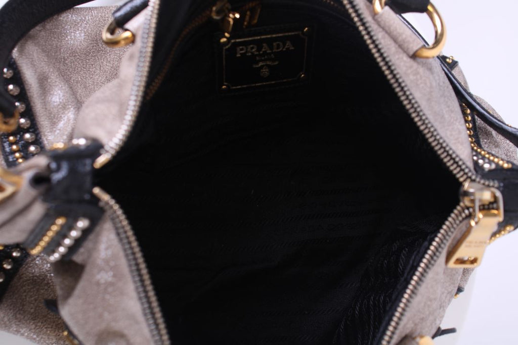 Prada Craquele Studded Gold/ Black