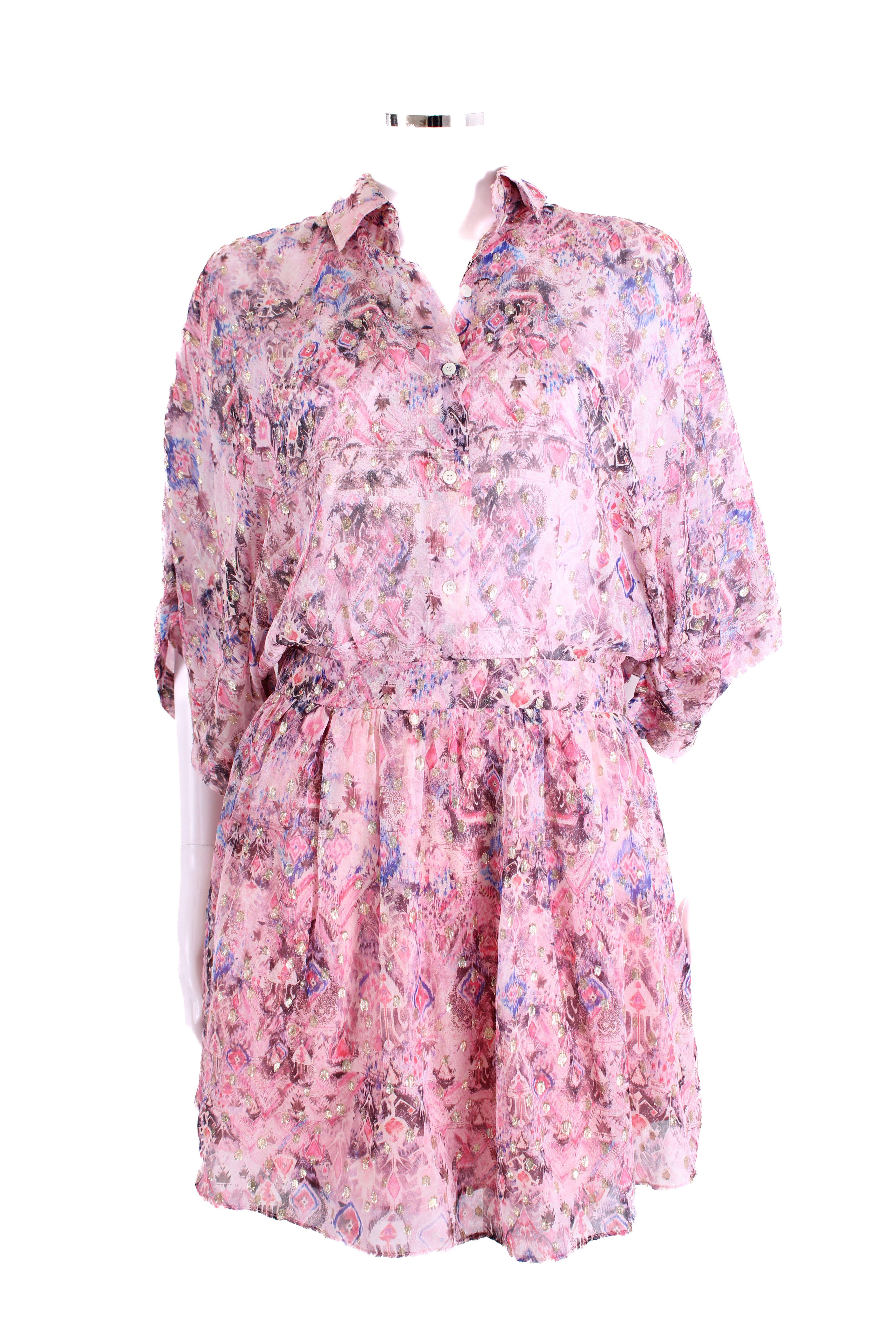 IRO Gazania S/S Print Dress Pink/ Gold 8