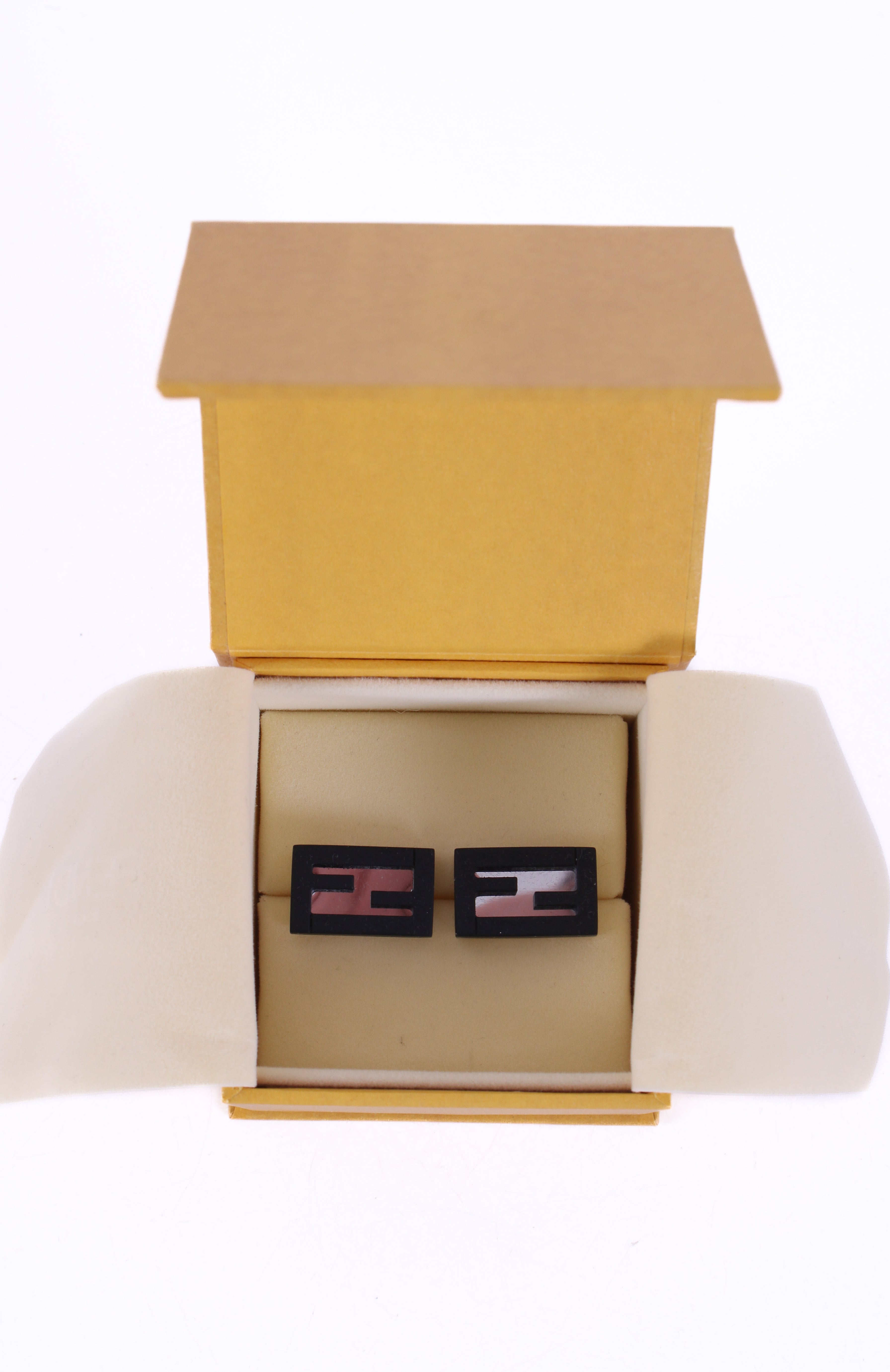 Fendi FF Rubber Cufflinks Black/ Silver
