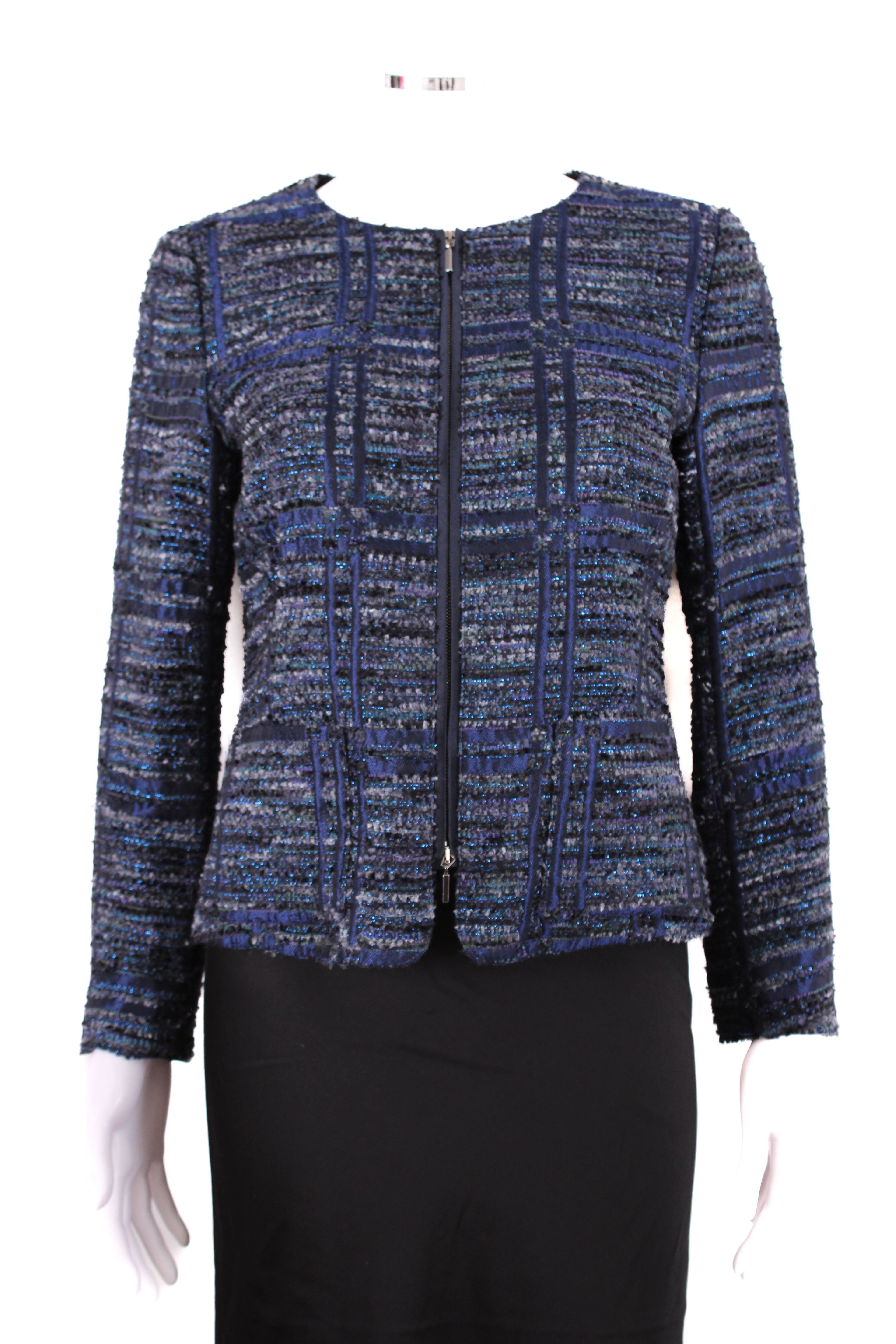 Armani Collezioni Boucle Zip Jacket Navy/ Blue S