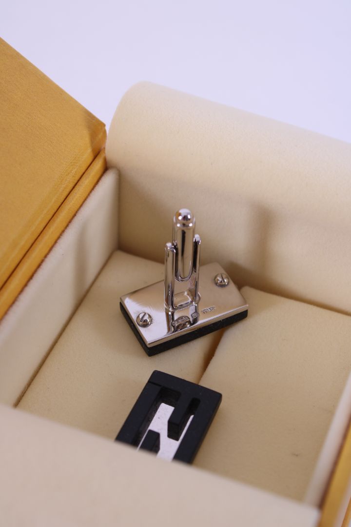 Fendi FF Rubber Cufflinks Black/ Silver