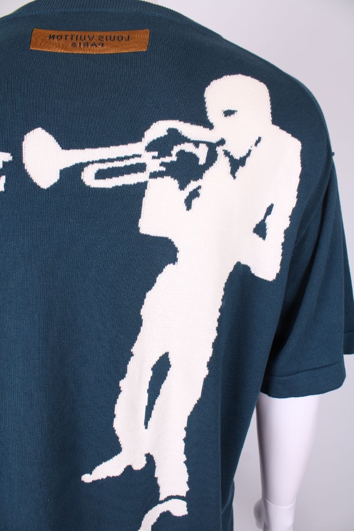 Louis Vuitton Jazz Trumpeter Knit T-Shirt Teal/white L