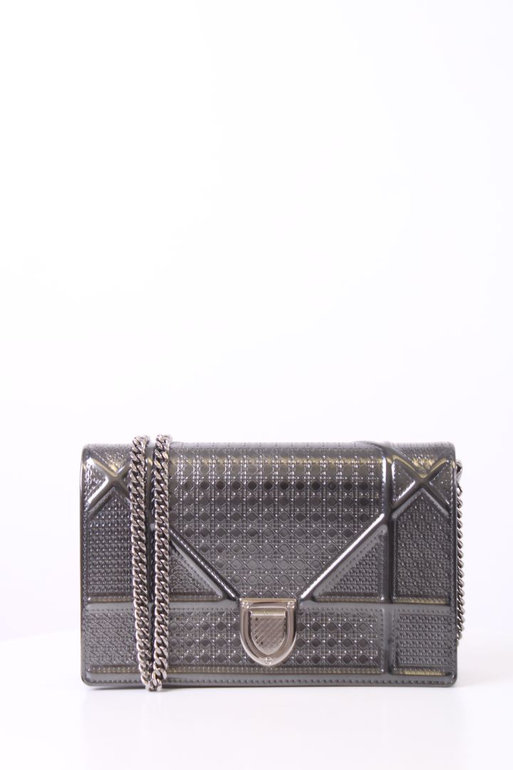 Dior Diorama Cannage Wallet On Chain Bag Gunmetal