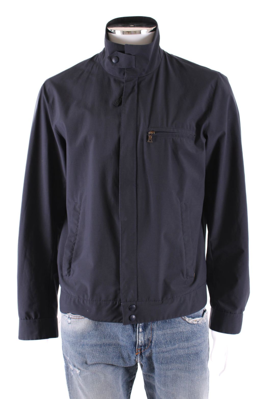 Prada Nylon Funnel Neck Jacket Navy 52