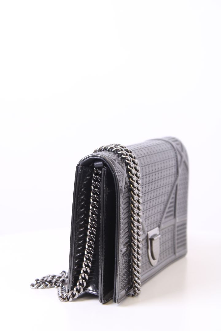 Dior Diorama Cannage Wallet On Chain Bag Gunmetal