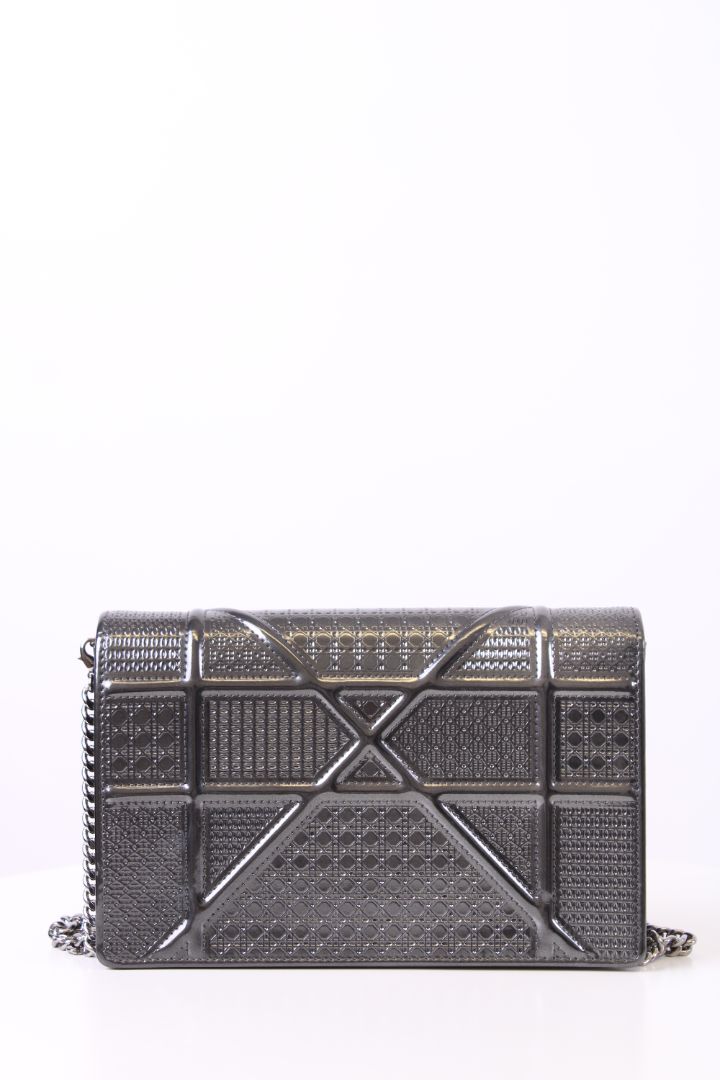 Dior Diorama Cannage Wallet On Chain Bag Gunmetal
