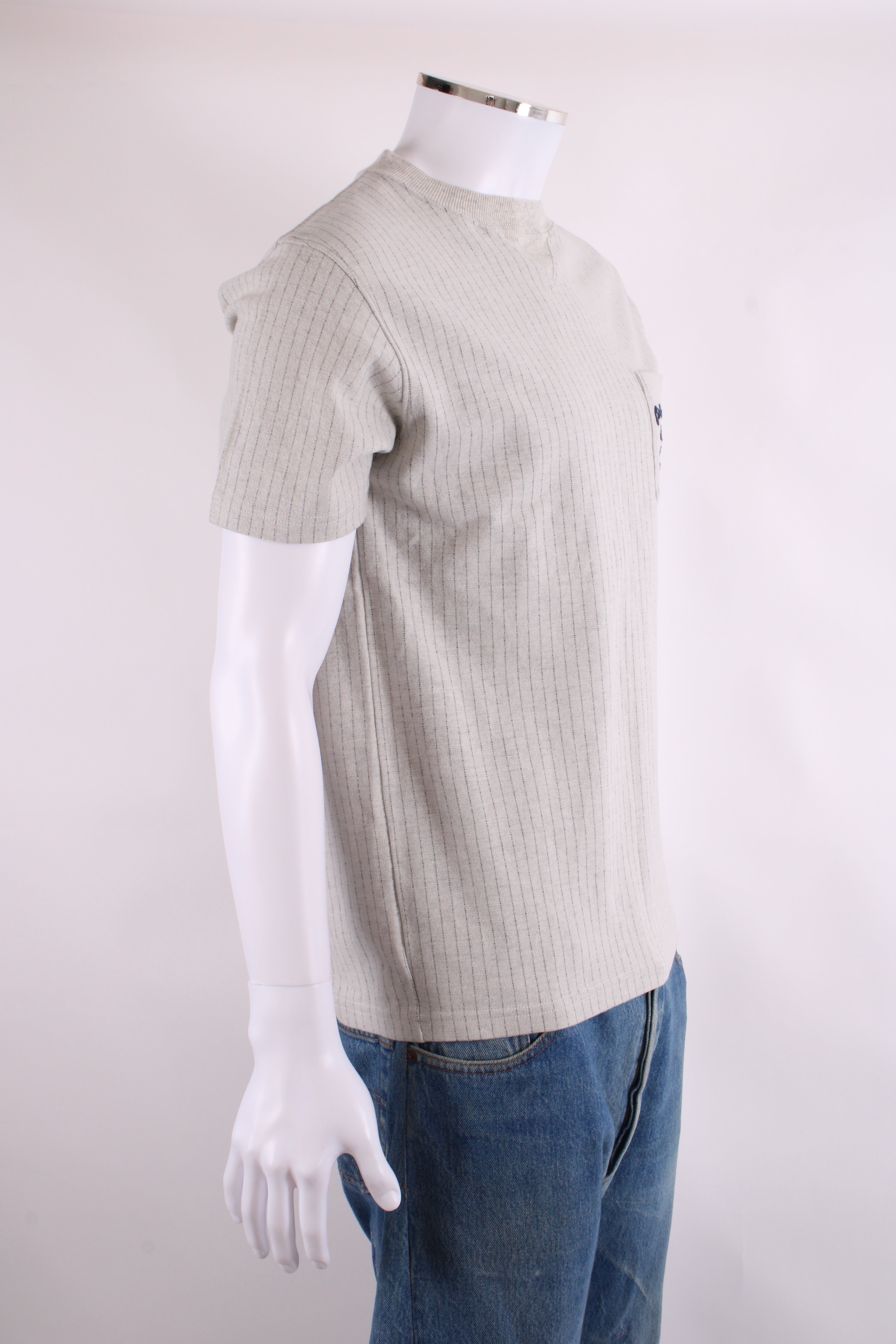 Dior Embroidered Stripe T-shirt Light Grey/ Navy M