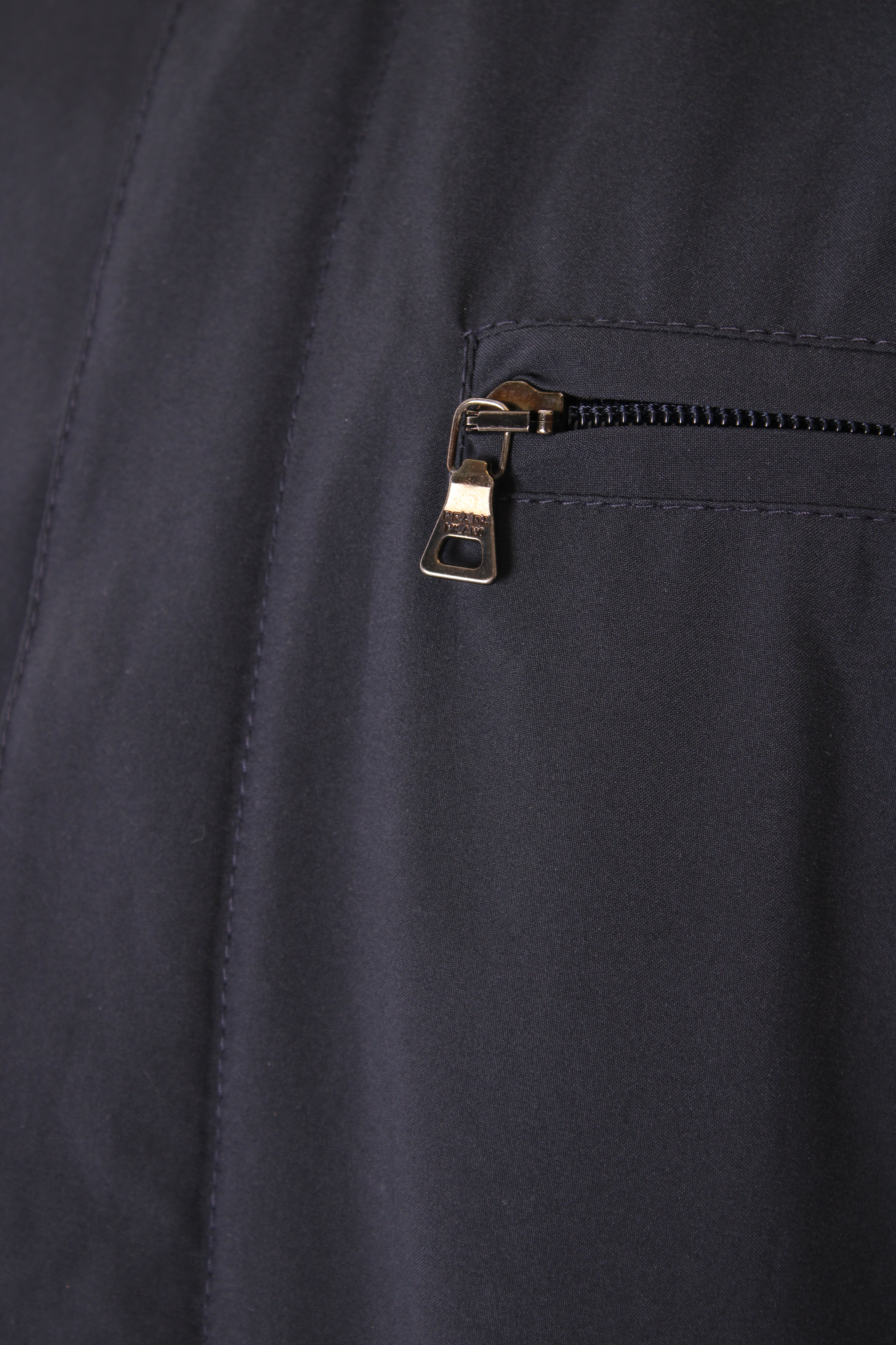 Prada Nylon Funnel Neck Jacket Navy 52