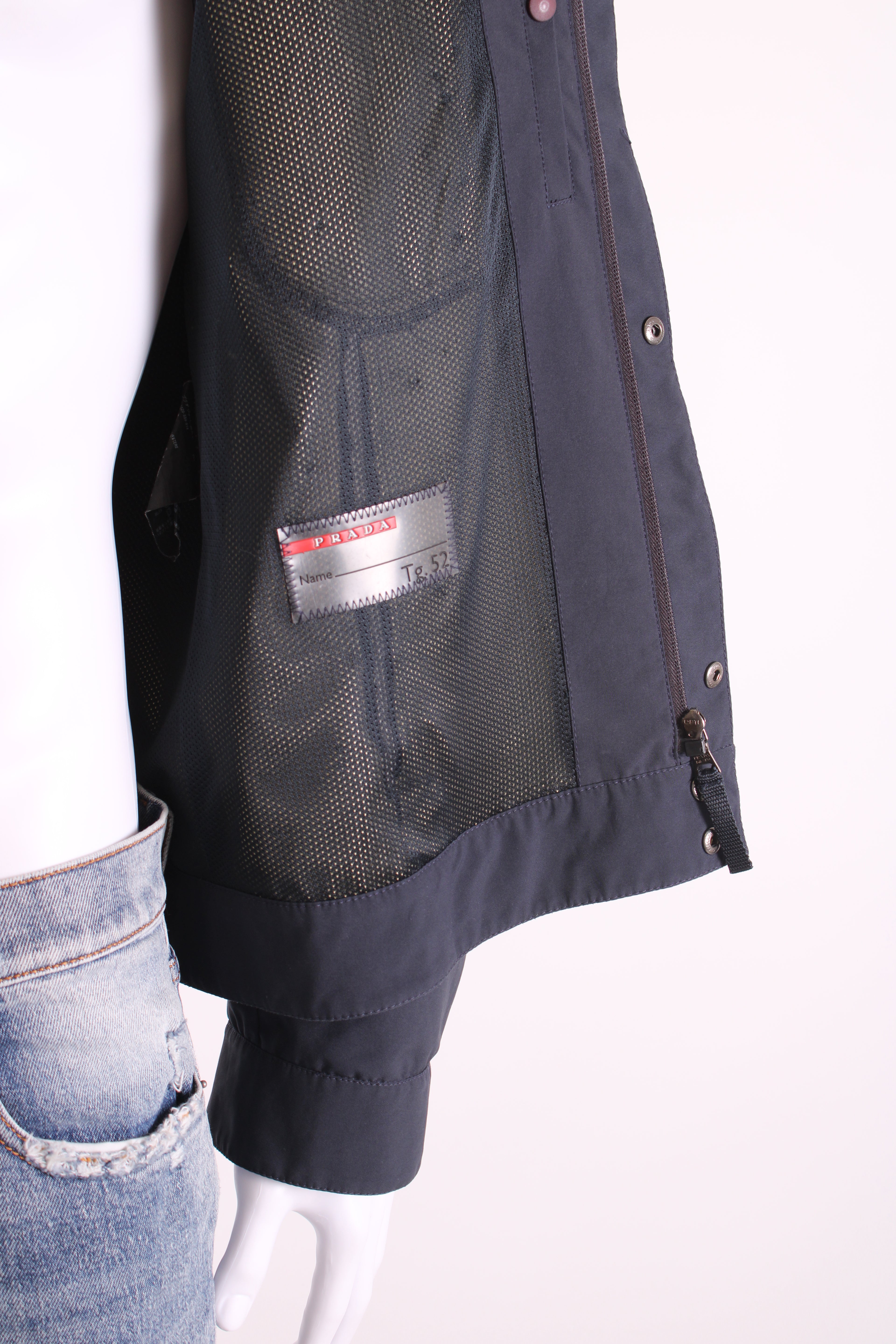 Prada Nylon Funnel Neck Jacket Navy 52