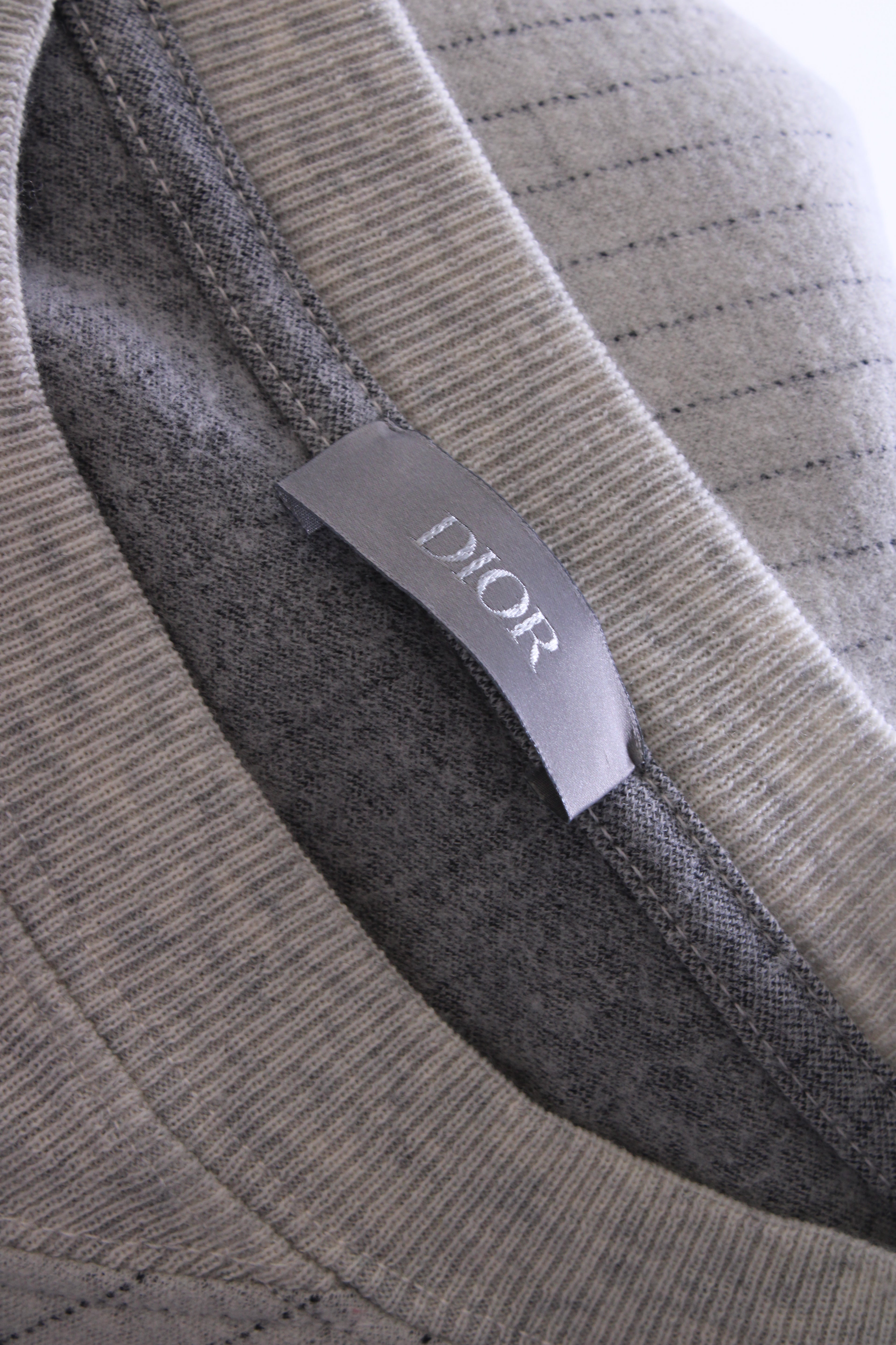 Dior Embroidered Stripe T-shirt Light Grey/ Navy M
