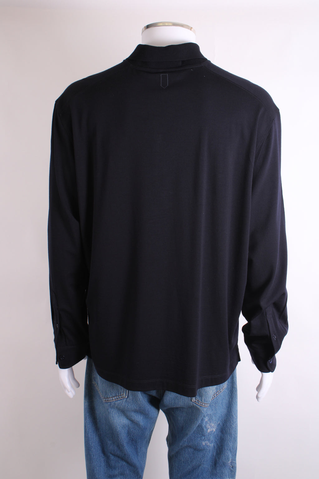 Canali L/S 3/4 Zip Polo Top Navy 3XL