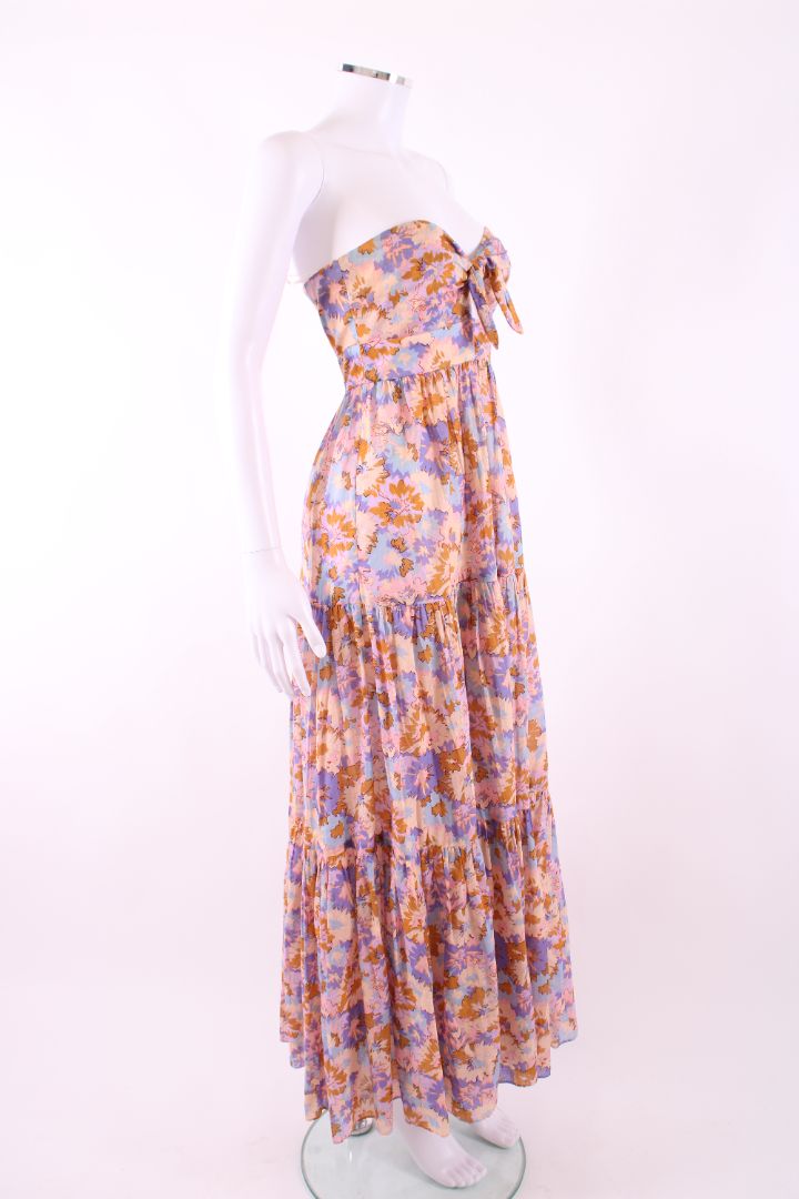 Zimmermann Strapless Floral Dress Lilac/ Pink 10