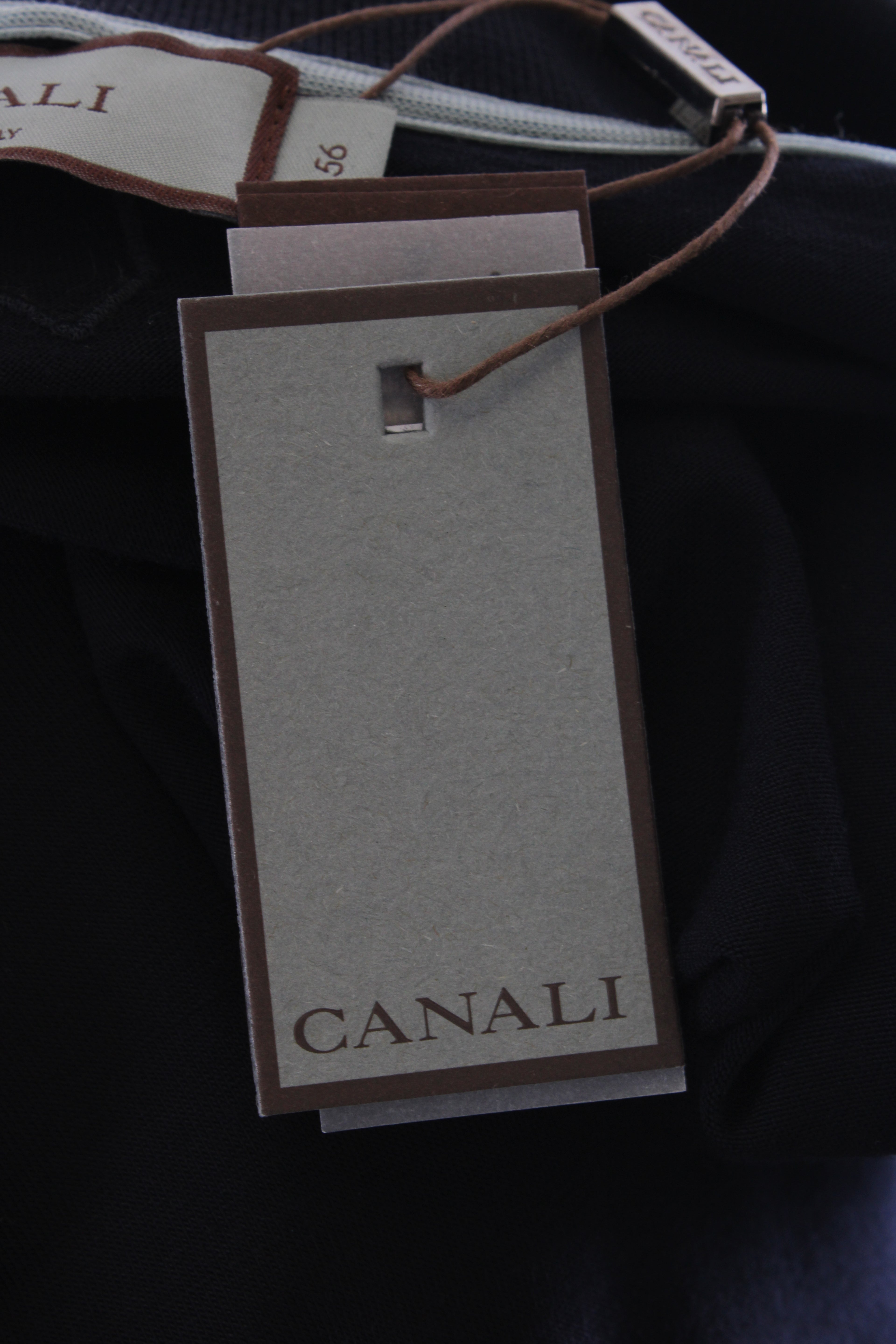 Canali L/S 3/4 Zip Polo Top Navy 3XL