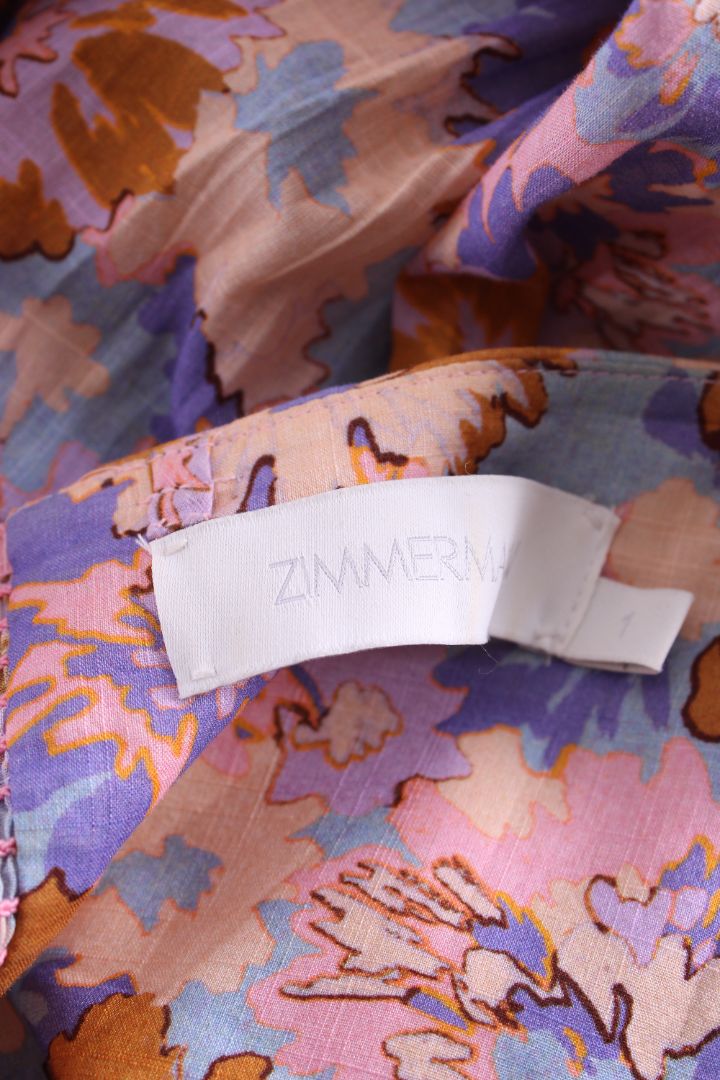 Zimmermann Strapless Floral Dress Lilac/ Pink 10