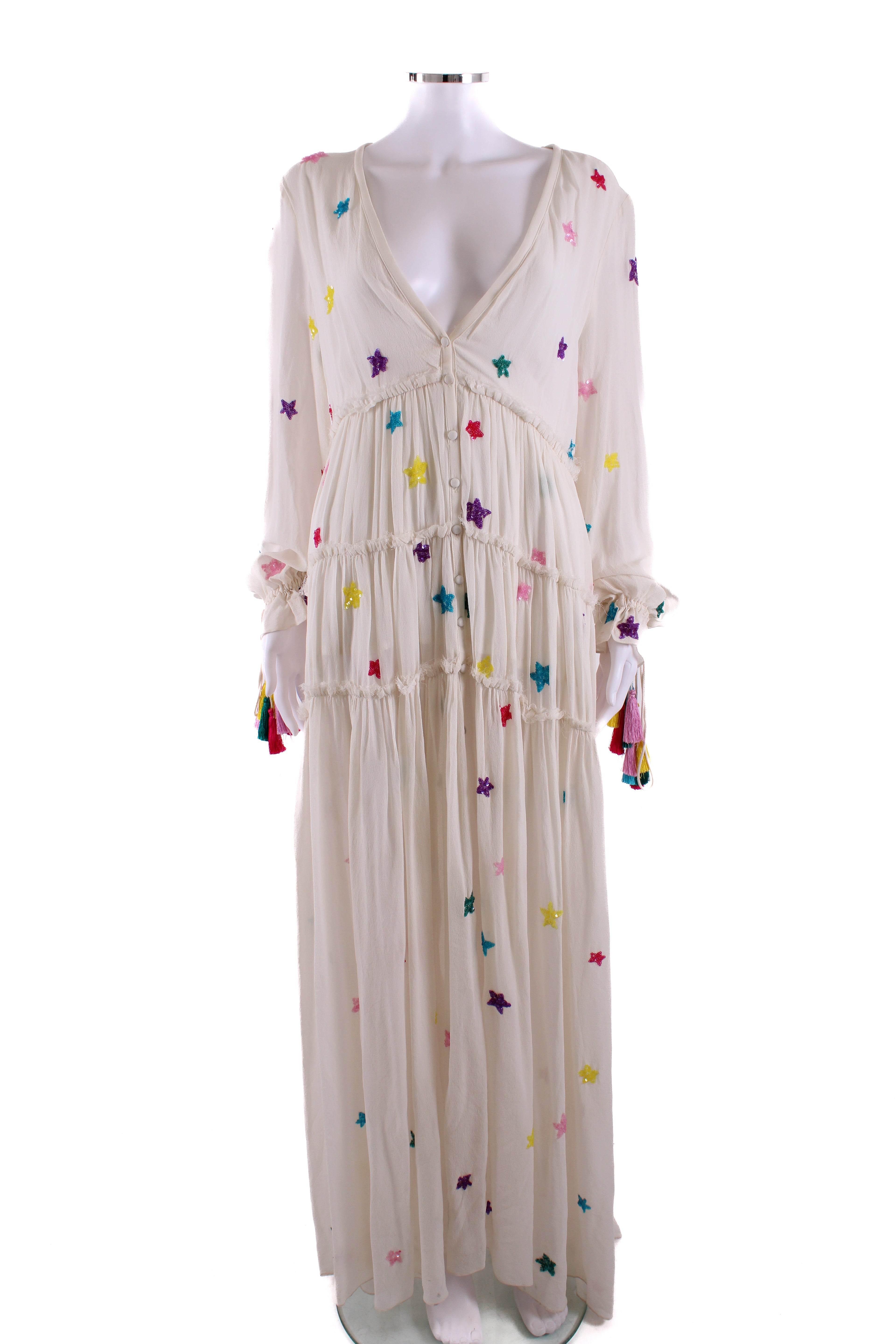 Rococo Sand L/S Sequin Star Dress Cream/ Multi Coloured M