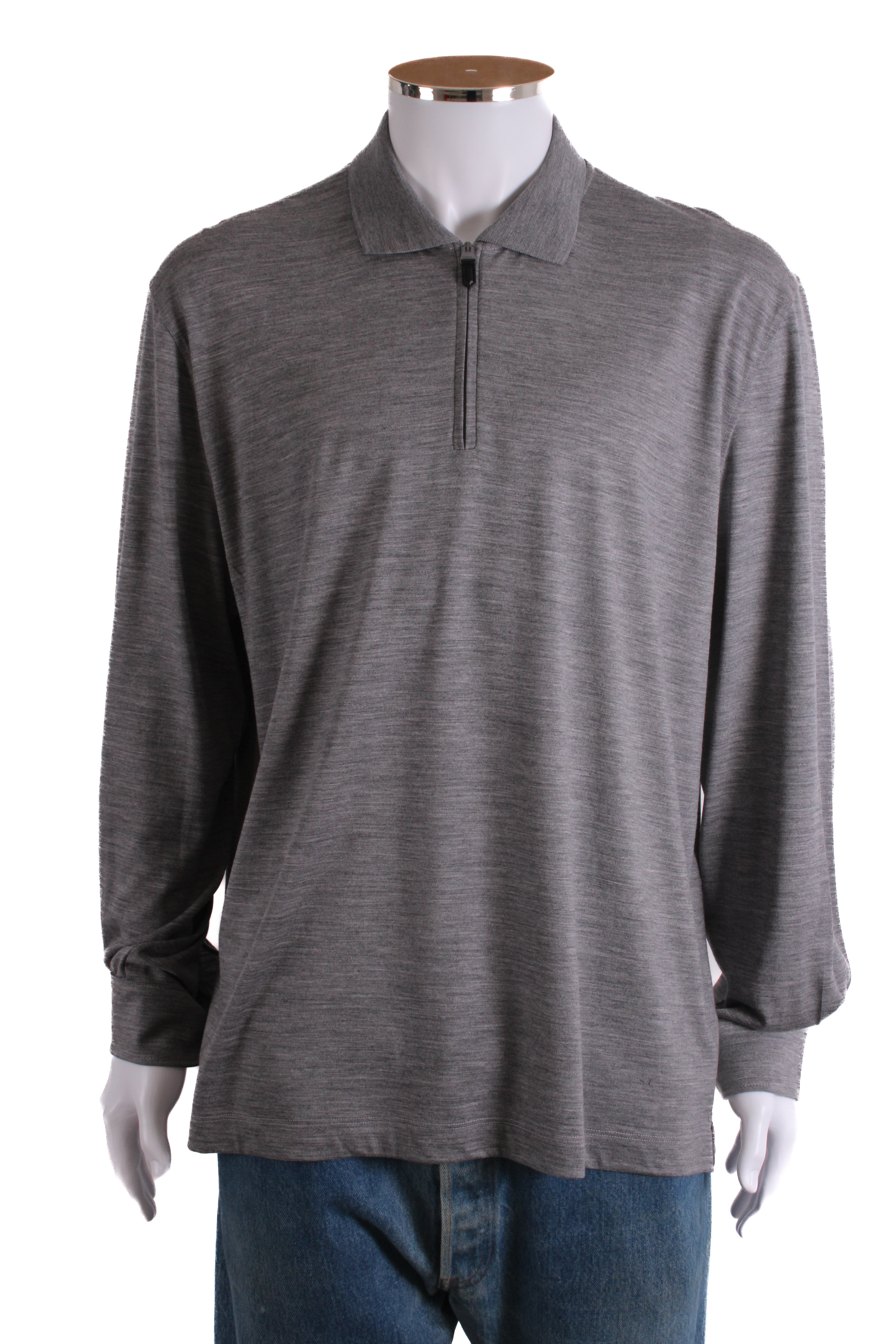 Canali L/S 3/4 Zip Polo Top Grey 3XL